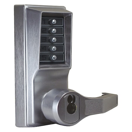 Mechanical Push Button Lockset, Satin Chrome, 1-3/8