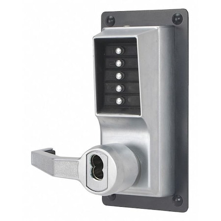 Mechanical Push Button Lockset, Satin Chrome, 1-3/8