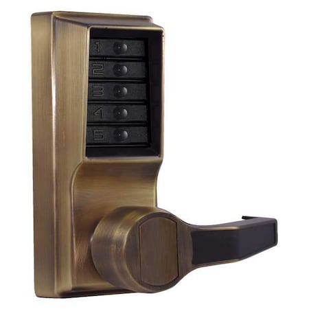 Mechanical Push Button Lockset, Antique Brass, 1-3/8