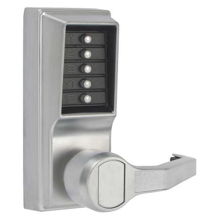 Mechanical Push Button Lockset, Satin Chrome, 1-3/8