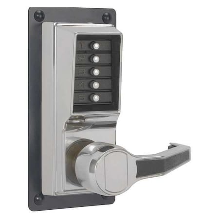 Mechanical Push Button Lockset, Bright Chrome, 1-3/8