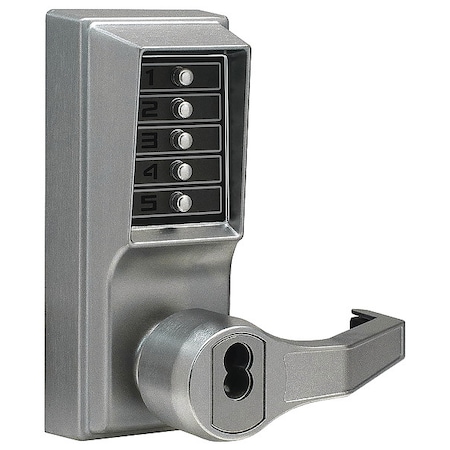 Mechanical Push Button Lockset, Satin Chrome, 1-3/8