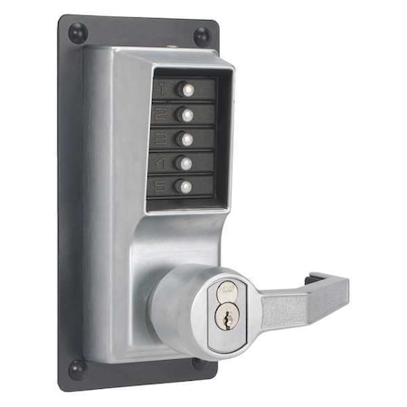 Mechanical Push Button Lockset, Satin Chrome, 1-3/8