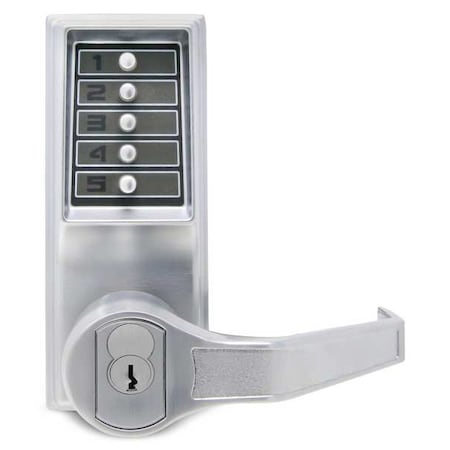 Mechanical Push Button Lockset, Satin Chrome, 1-3/4