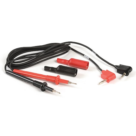 Test Probe Lead, Banana Plug, 4 ft., Silicone, Black, Red MPN:00125