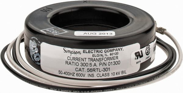 2 VA Burden, 300 Amp AC Input, 5 Amp AC Output, 50 to 400 Hz, Panel Meter Donut Current Transformer MPN:01300