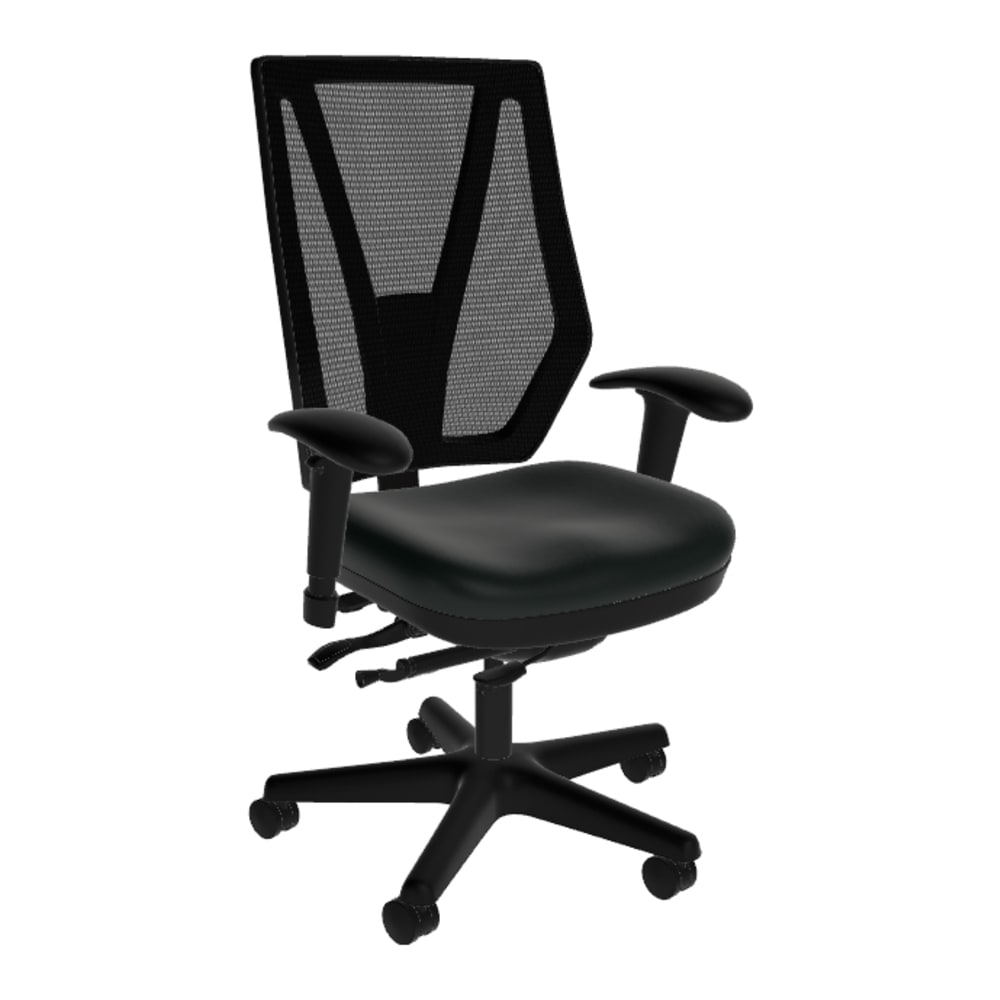 Sitmatic GoodFit Mesh Enhanced Synchron High-Back Chair With Adjustable Arms, Black Polyurethane/Black MPN:GM33SEPC7K/21501