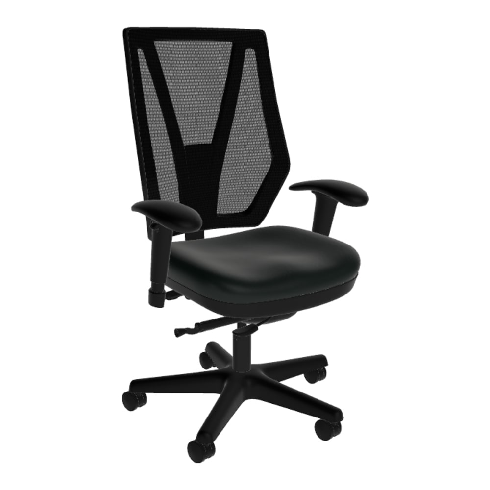 Sitmatic GoodFit Mesh Synchron High-Back Chair With Adjustable Arms, Black Polyurethane/Black MPN:GM33SNPC7K/21501