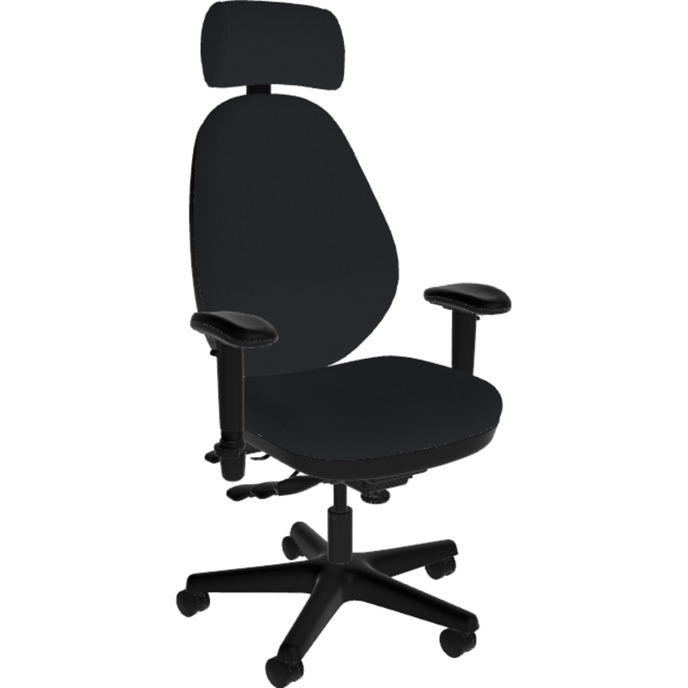 Sitmatic GoodFit Ergonomic Fabric High-Back Manager Chair With Headrest And Extended Cylinder, Black MPN:SM7014096