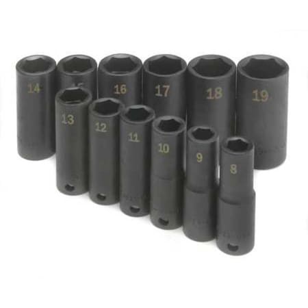 3/8 in Drive Impact Socket Set, Metric, 12 pcs, Connection Type: Hex MPN:4082