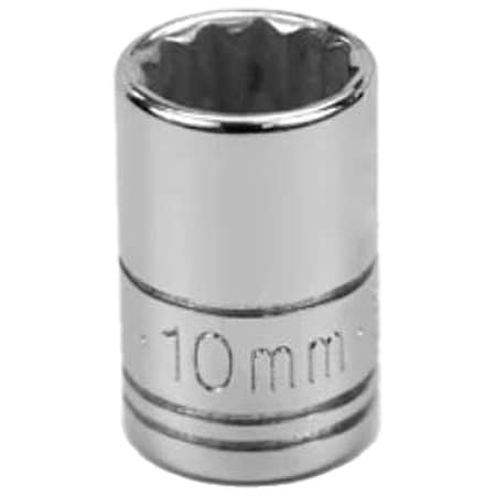 1/4 in Drive, 10mm Metric Socket, 12 Points, Steel, Chrome, 10 mm MPN:43709