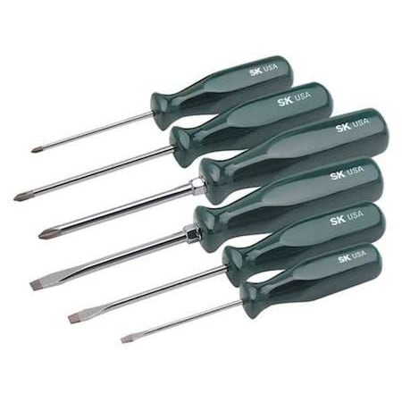Screwdriver Set, Slotted/Phillips, 6 Pc MPN:86320