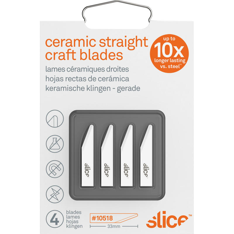 Slice Ceramic Craft Knife Cutting Blades - 1.30in Length - Non-conductive, Non-magnetic, Rust Resistant, Non-sparking - Zirconium Oxide - 4 / Pack - White (Min Order Qty 3) MPN:SLI10518