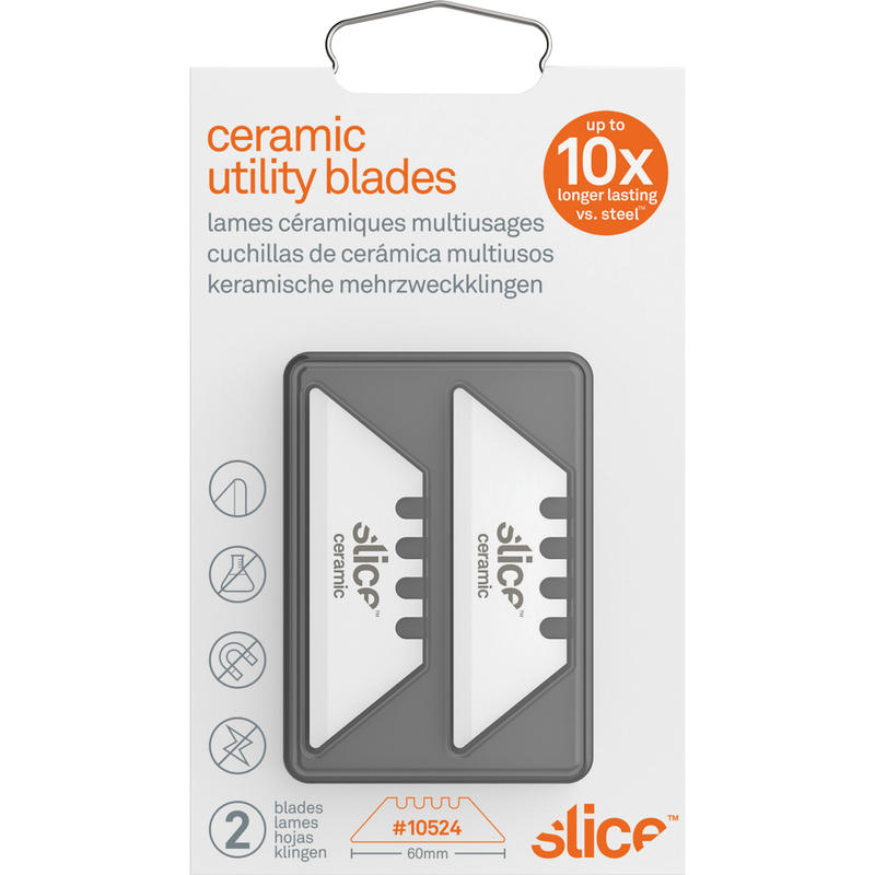 Slice Replacement Ceramic Utility Blades - 2.40in Length - Non-conductive, Non-magnetic, Rust Resistant, Reversible, Non-sparking - Zirconium Oxide - 2 / Pack - White (Min Order Qty 4) MPN:SLI10524