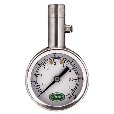 Brass Dial Tire Gauge, 5 to 60 PSI MPN:20049