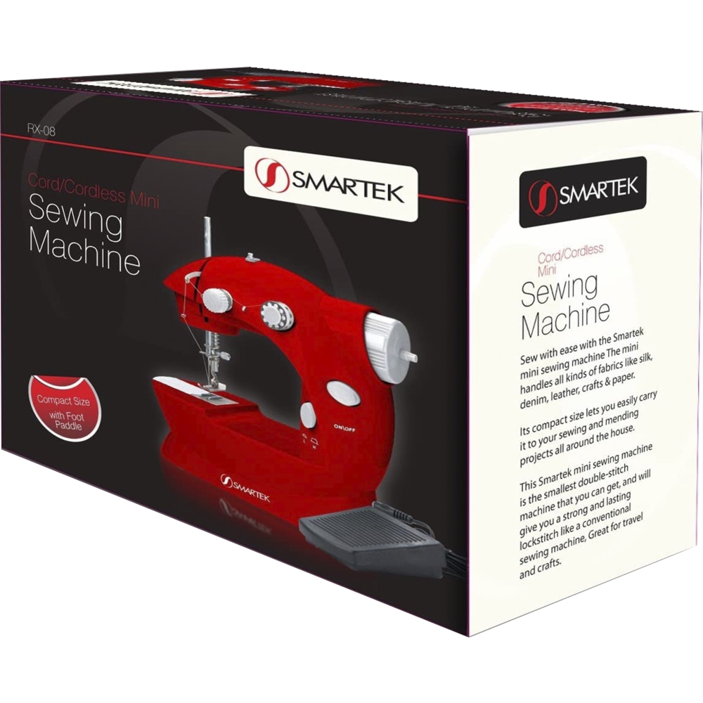 Smartek Mini Sewing Machine With Pedal, Red MPN:RX-08