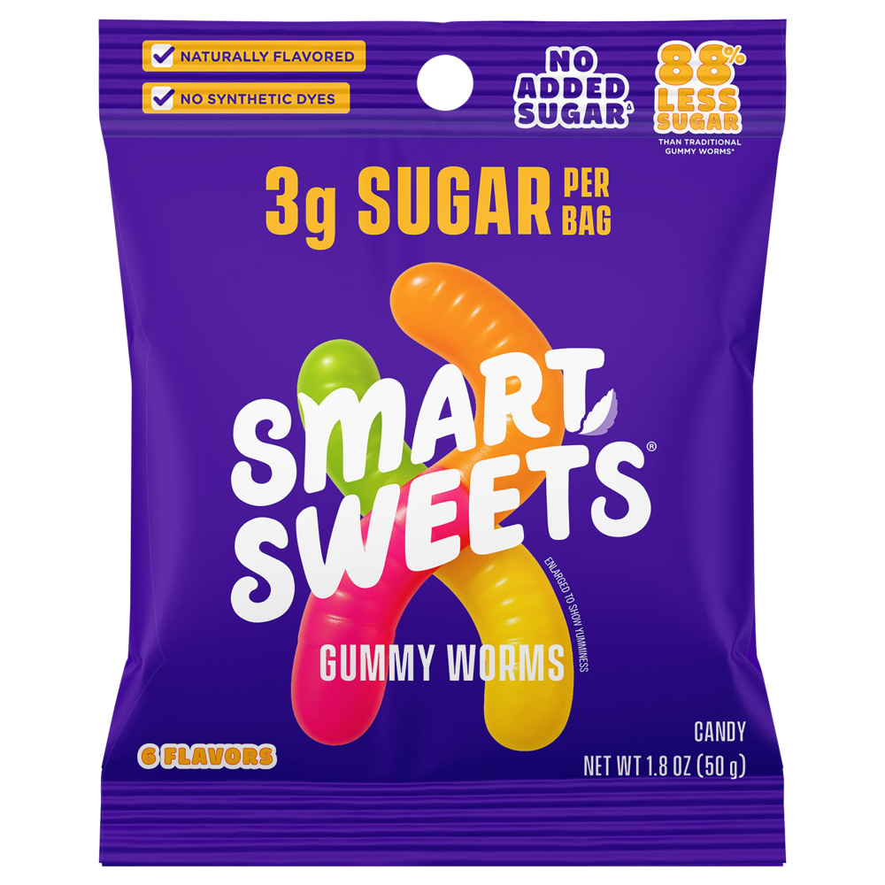 Smart Sweets Gummy Worms, 1.8 Oz, Total Qty 14 MPN:20196