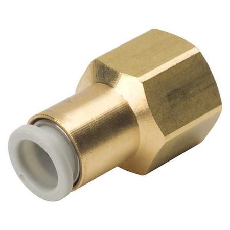 Push-Fit Adapter Fitting, Push-to-Connect x FBSPT, 4mm Tube OD, 1/8 in Pipe Size, Brass MPN:KQ2F04-01A