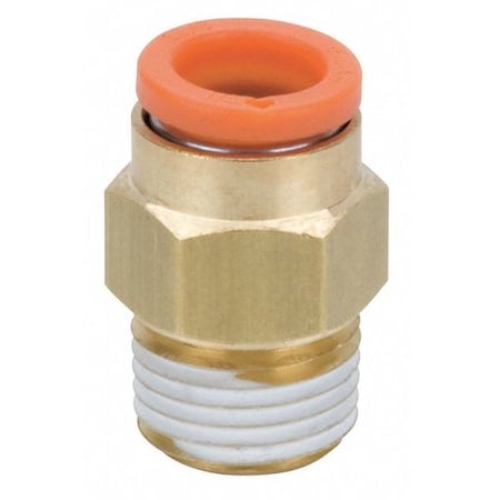 Push-Fit Adapter Fitting, Push-to-Connect x MNPT, 1/8 in Tube OD, 1/4 in Pipe Size, Brass MPN:KQ2H01-35AS
