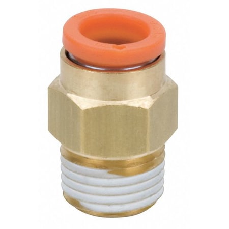 Push-Fit Adapter Fitting, Push-to-Connect x MBSPT, 5/16 in Tube OD, 3/8 in Pipe Size, Brass MPN:KQ2H09-03AS