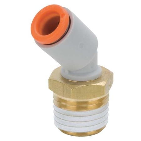 Push-Fit Elbow Fitting, Push-to-Connect x MNPT, 1/2 in Tube OD, 3/8 in Pipe Size, Plastic MPN:KQ2K13-36AS