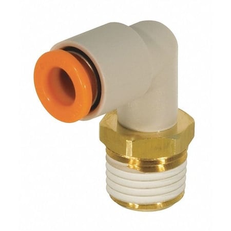 Push-Fit Elbow Fitting, Push-to-Connect x MUNF, 5/32 in Tube OD, 10-32 Pipe Size, Plastic MPN:KQ2L03-32A