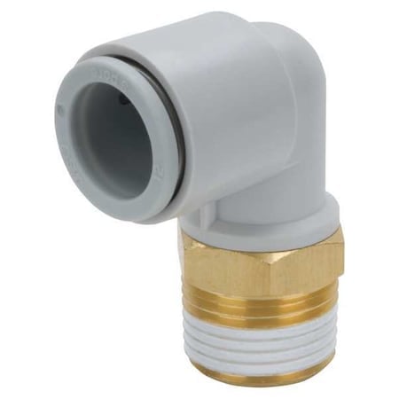 Push-Fit Elbow Fitting, Push-to-Connect x MBSPT, 6mm Tube OD, 1/8 in Pipe Size, Plastic MPN:KQ2L06-01AS