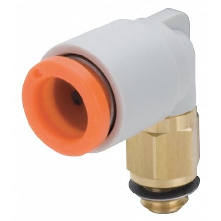 Push-Fit Elbow Fitting, Push-to-Connect x Male Metric, 1/4 in Tube OD, 5 mm Pipe Size, Plastic MPN:KQ2L07-M5A