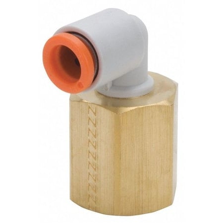 Push-Fit Elbow Fitting, Push-to-Connect x FBSPT, 6mm Tube OD, 1/4 in Pipe Size, Plastic MPN:KQ2LF06-02A