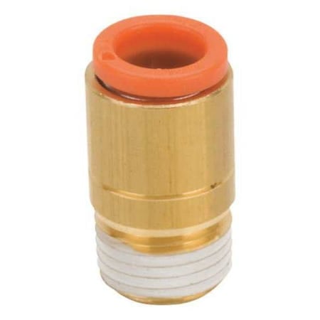 Push-Fit Adapter Fitting, Push-to-Connect x MNPT, 1/4 in Tube OD, 3/8 in Pipe Size, Plastic MPN:KQ2S07-36AS