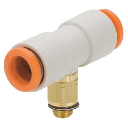 Push-Fit Tee Fitting, Push-to-Connect x Push-to-Connect x MUNF, 5/32 in Tube OD, 10-32 Pipe Size MPN:KQ2T03-32A