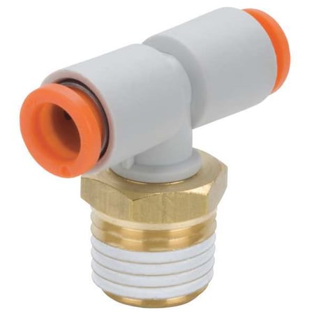 Push-Fit Tee Fitting, Push-to-Connect x Push-to-Connect x MBSPT, 3/16 in Tube OD, 1/4 in Pipe Size MPN:KQ2T05-02AS