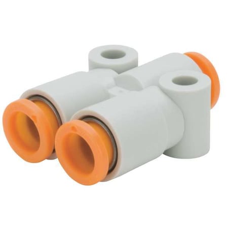 Push-Fit Wye Fitting, Push-to-Connect x Push-to-Connect x Push-to-Connect, 5/32 in Tube OD, Plastic MPN:KQ2U03-00A