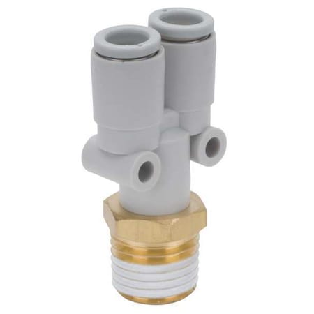 Push-Fit Wye Fitting, Push-to-Connect x Push-to-Connect x MBSPT, 6mm Tube OD, 3/8 in Pipe Size MPN:KQ2U06-03AS