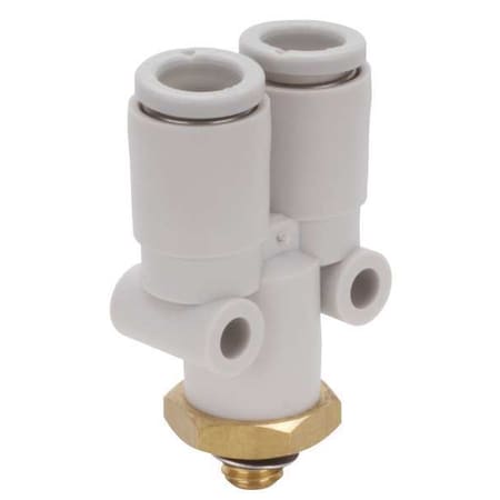 Push-Fit Wye Fitting, Push-to-Connect x Push-to-Connect x Metric, 6mm Tube OD, 5 mm Pipe Size MPN:KQ2U06-M5A