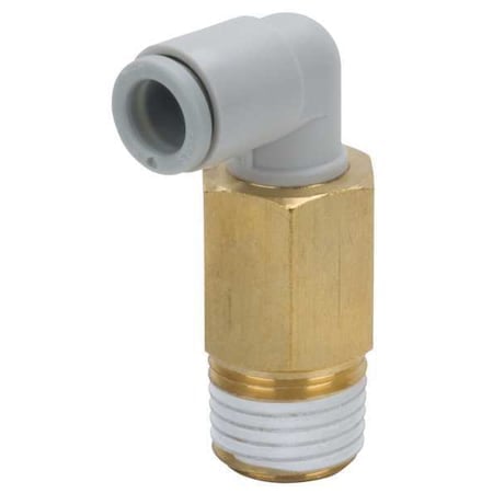 Push-Fit Elbow Fitting, Push-to-Connect x MBSPT, 10mm Tube OD, 1/2 in Pipe Size, Plastic MPN:KQ2W10-04AS