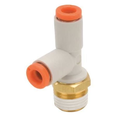 Push-Fit Tee Fitting, MNPT x Push-to-Connect x Push-to-Connect, 3/8 in Tube OD, 3/8 in Pipe Size MPN:KQ2Y11-36AS