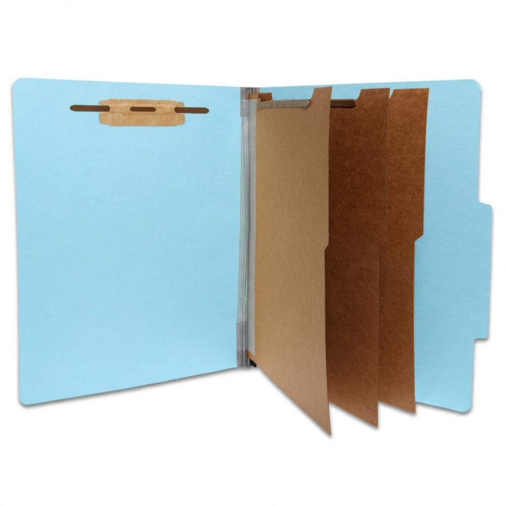 Atlas Pressboard Classification Folders With Fasteners, 3 Dividers, Letter Size, 2-1/2in Expansion, 100% Recycled, Blue, Box Of 10 MPN:11312PR