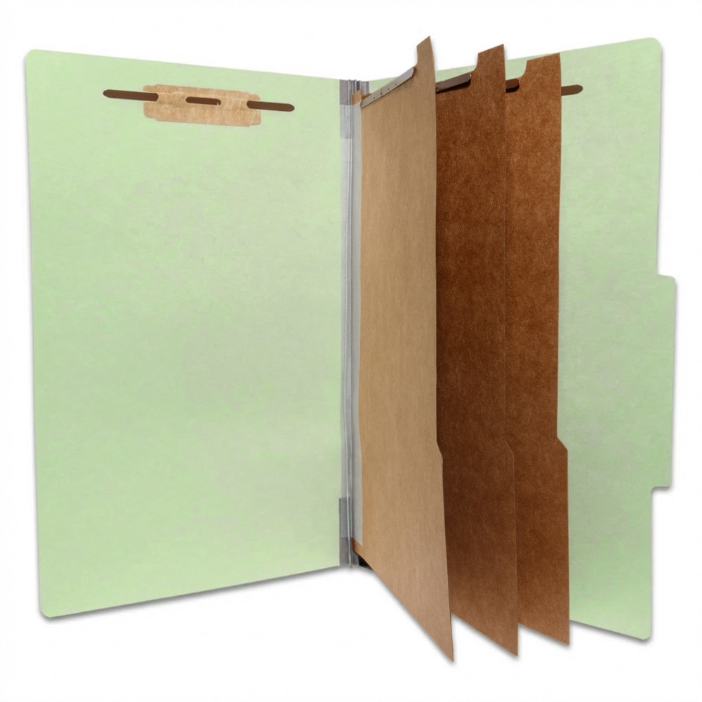 Atlas Pressboard Classification Folders With Fasteners, 3 Dividers, Legal Size, 2-1/2in Expansion, 100% Recycled, Green, Box Of 10 MPN:12313PR
