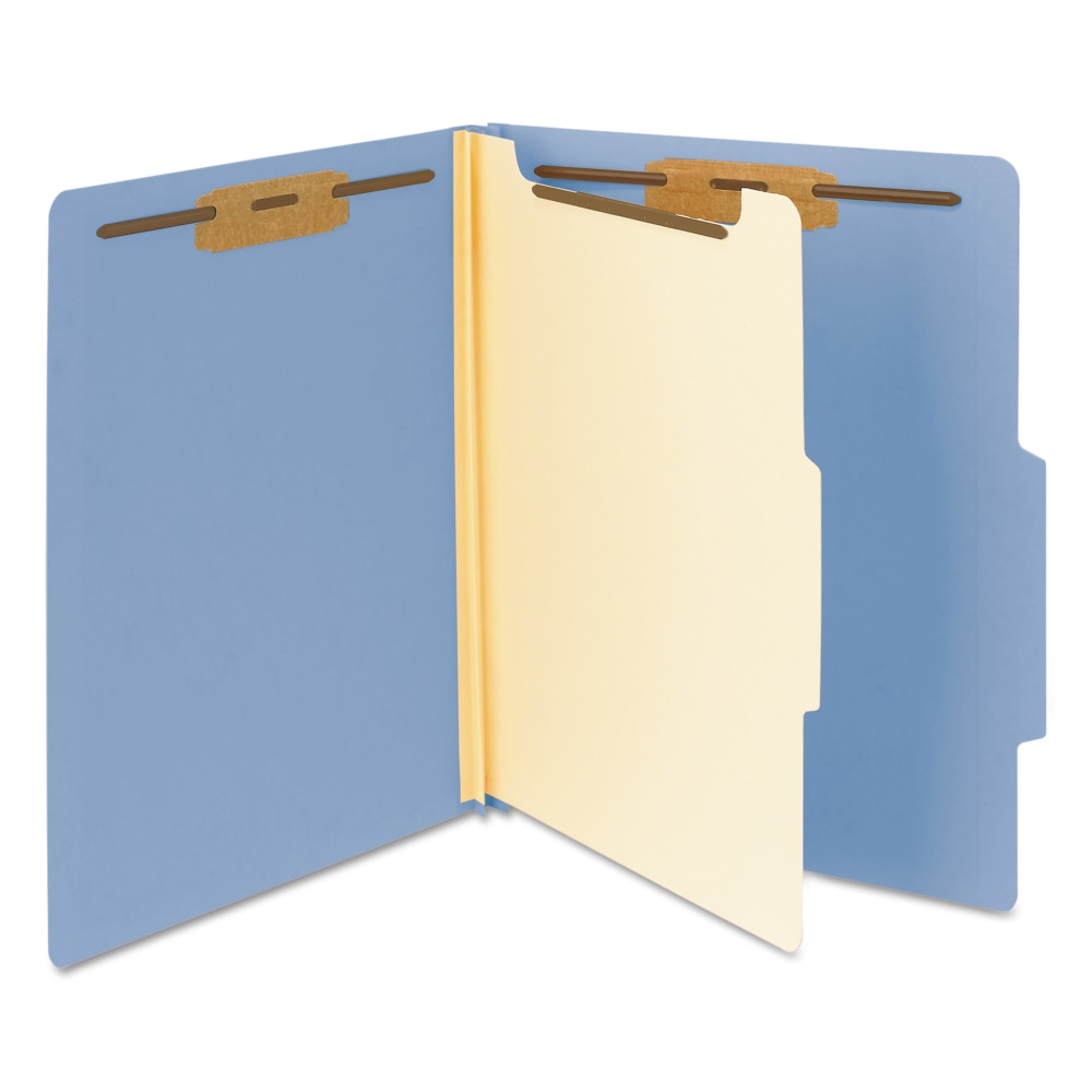 Smead Top-Tab Color Classification Folders, Letter Size, 2in Expansion, 1 Divider, Blue, Box Of 10 MPN:13701