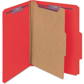 Smead® Pressboard Classification Folders Letter Four-Section Bright Red 10/Box 13731