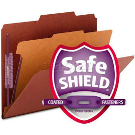 Smead® Pressboard Classification Folders Self Tab Letter Four-Section Red 10/Box 13775