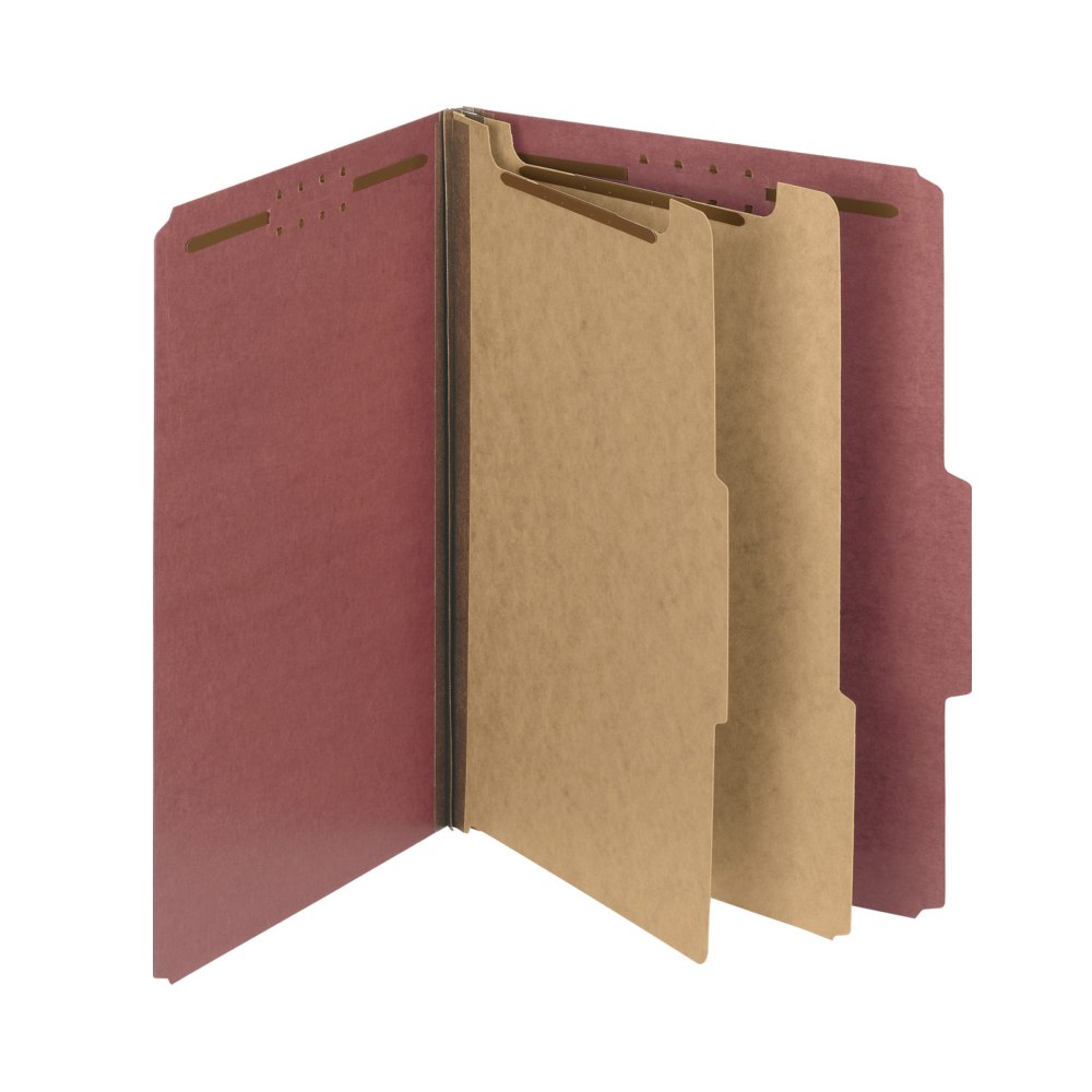 Smead Pressboard Classification Folders, 2 Dividers, Letter Size, 100% Recycled, Red, Box Of 10 (Min Order Qty 3) MPN:14024