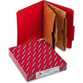 Smead® Pressboard Folders Two Pocket Dividers Letter Six-Section Bright Red 10/Box 14082