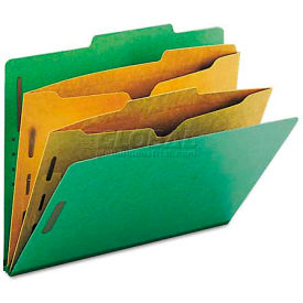 Smead® Pressboard Folders with Two Pocket Dividers Letter Six-Section Green 10/Box 14083