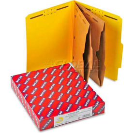 Smead® Pressboard Folders with Two Pocket Dividers Letter Six-Section Yellow 10/Box 14084