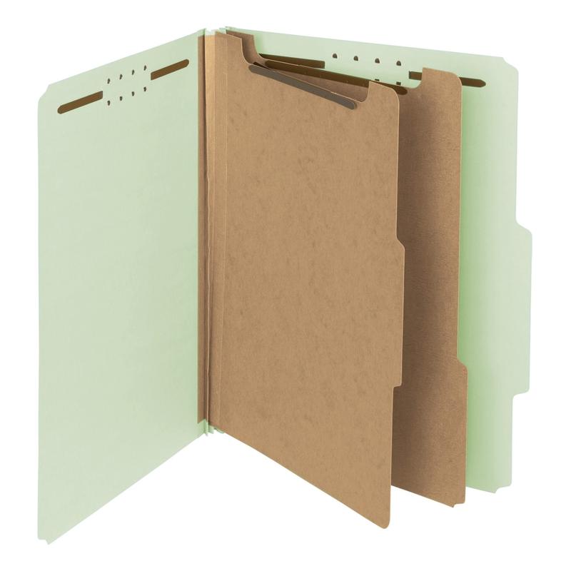Smead Pressboard Classification Folders, 3 Dividers, Letter Size, 100% Recycled, Gray/Green, Box Of 10 (Min Order Qty 2) MPN:14093