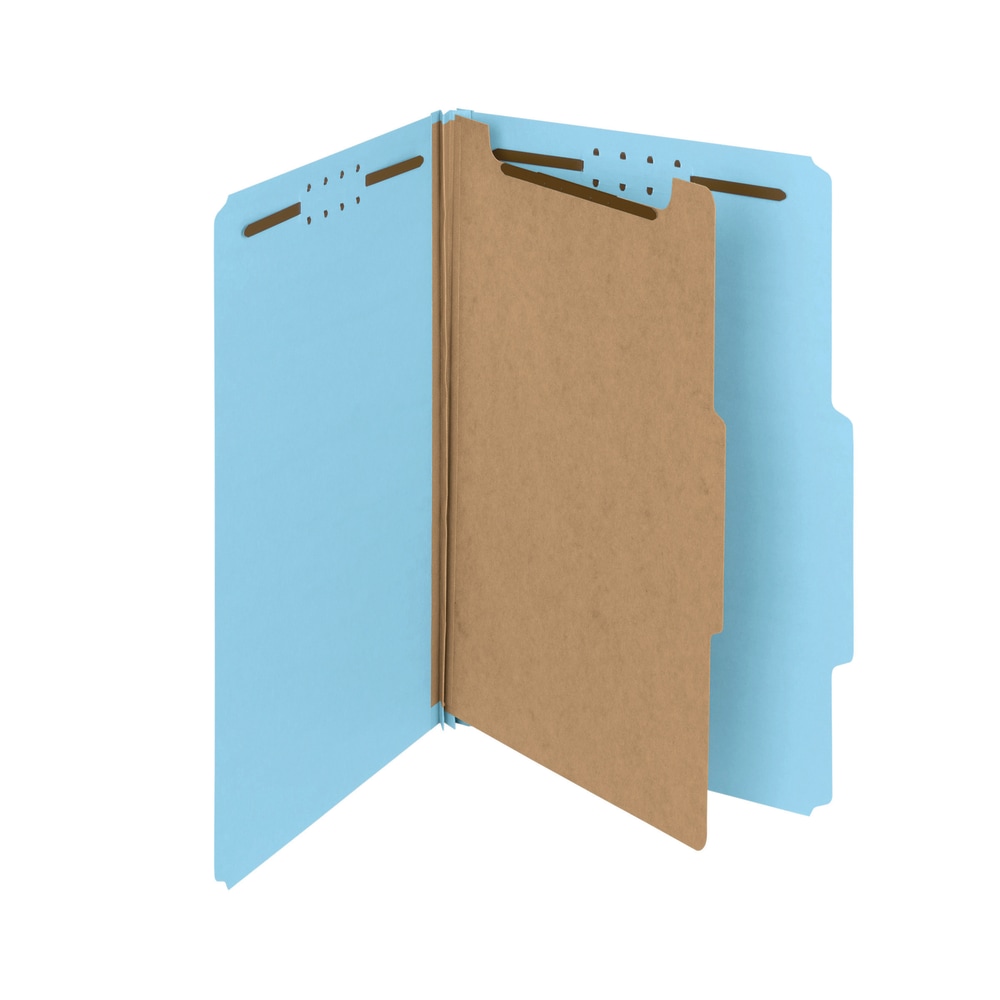 Smead Pressboard Classification Folders, 1 Divider, Legal Size, 100% Recycled, Blue, Box Of 10 (Min Order Qty 3) MPN:18721