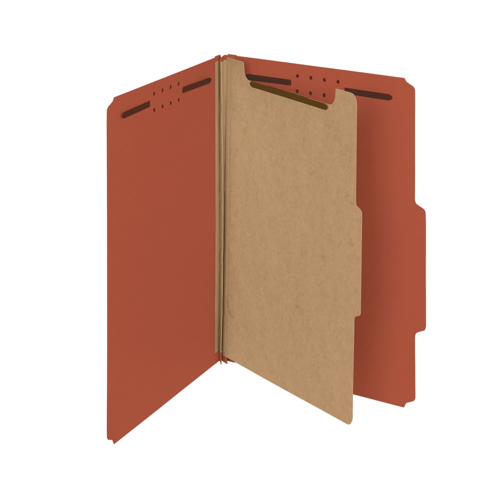 Smead Pressboard Classification Folders, 1 Divider, Legal Size, 100% Recycled, Red, Box Of 10 (Min Order Qty 3) MPN:18723