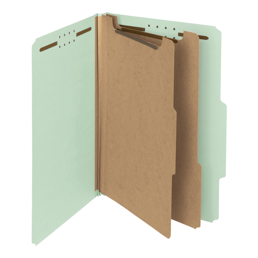 Smead Pressboard Classification Folders, 2 Dividers, Legal Size, 100% Recycled, Gray/Green, Box Of 10 (Min Order Qty 2) MPN:19022